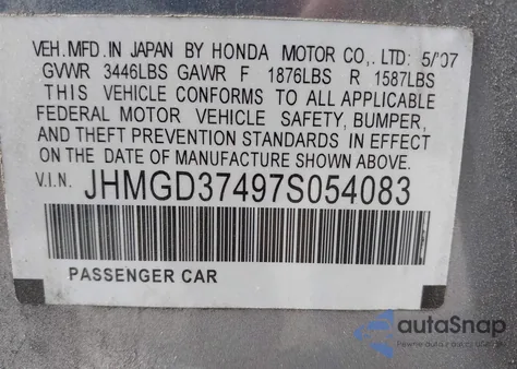 2007 Honda Fit from USA, damaged, VIN JHMGD37497S054083
